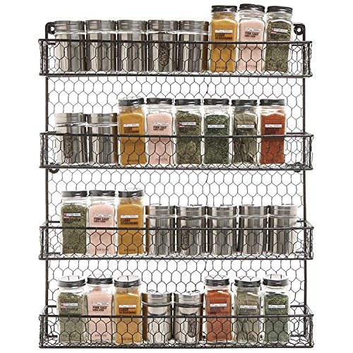 2 Tier Wall Hanging Kitchen Spice Holder Rack Her Jar Storage Shelves Organiser